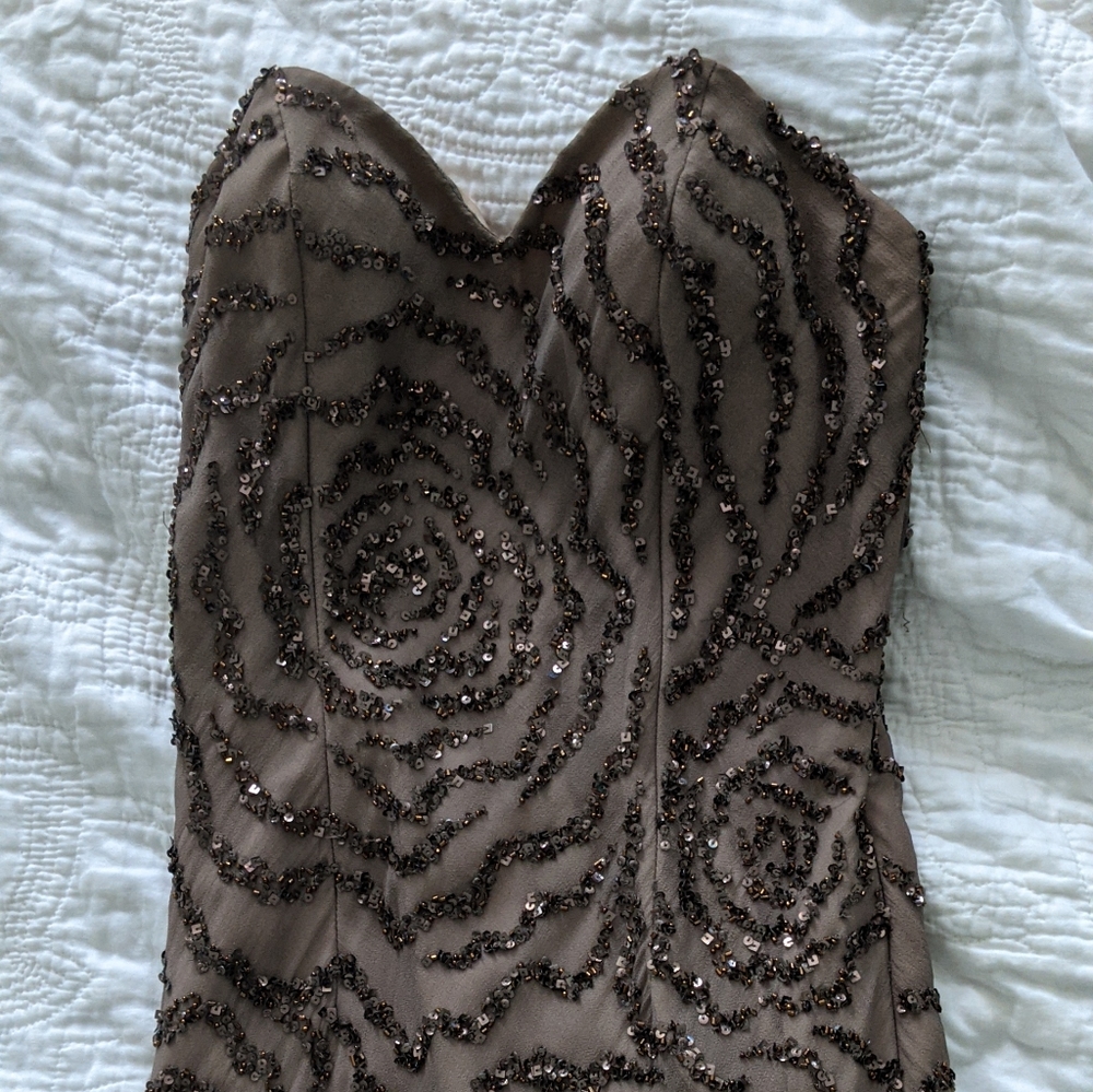 Scala silk and sequined strapless evening gown